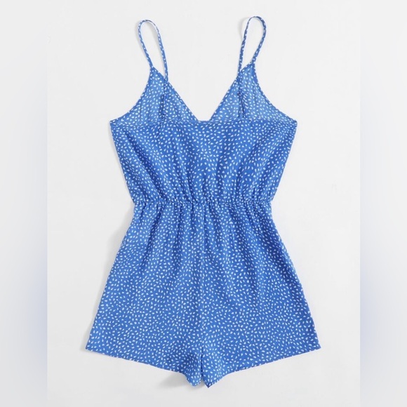 💖(2 for $15)💖 Blue and White Polka Dot One Piece Romper - Picture 5 of 8